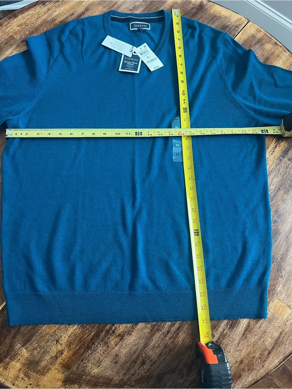 Club Room Men’s XL Merino Wool Blend V-Neck Sweater Majestic Teal NWT